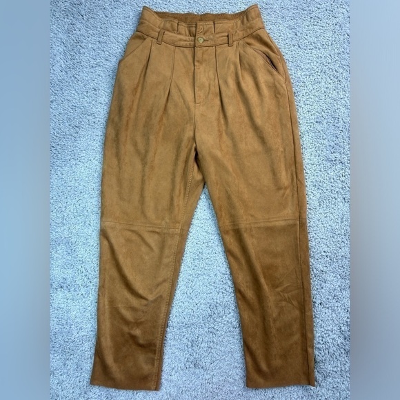 Free People Pants Womens 4 Nightfall Vegan Suede Slacks Paper Bag Waist Office - Picture 1 of 3